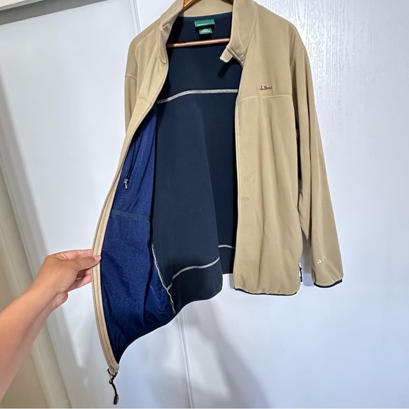 Vintage LL Bean tan mens fleece full zip sweater jacket size XL Tall - Picture 6 of 12